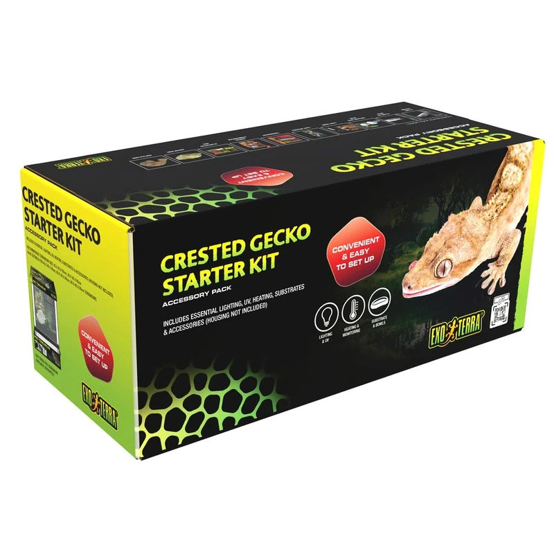 Exo Terra Crested Gecko Terrarium Accessory Kit – Habitat Supplies for Juvenile & Adult Crested Geckos
