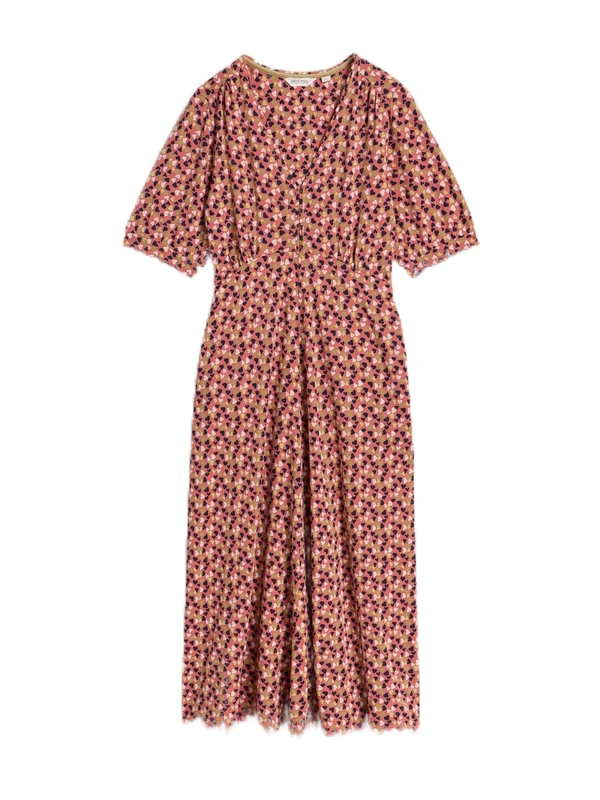 White Stuff Women's Long Sleeve Jersey Dress - Versatile Elegance for Any Occasion - Pink MLT - Size 42R - Image 1