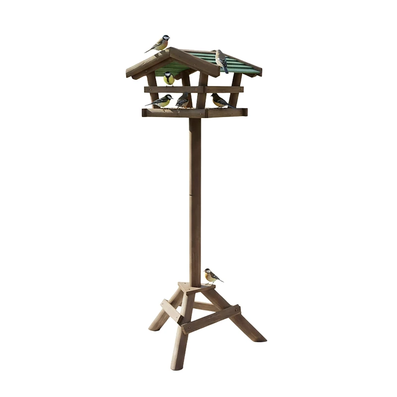 Relaxdays Wooden Birdhouse with Stand - Green Roof 100cm
