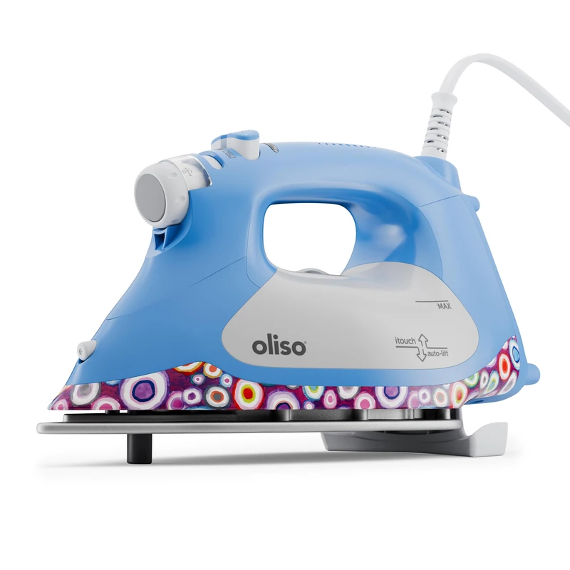 oliso TG1600 Pro Plus 2400 Watt SmartIron with Auto Lift - for Clothes, Sewing, Quilting and Crafting Ironing | Diamond Ceramic-Flow Soleplate Steam Iron, Kaffe Fassett Design