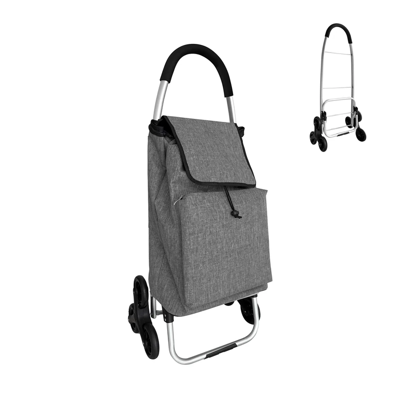 Relaxdays Shopping Trolley with Cooler, Stair-Climber, Removable Bag, 45L, up to 35kg, Foldable, Grey, 101x48x38cm
