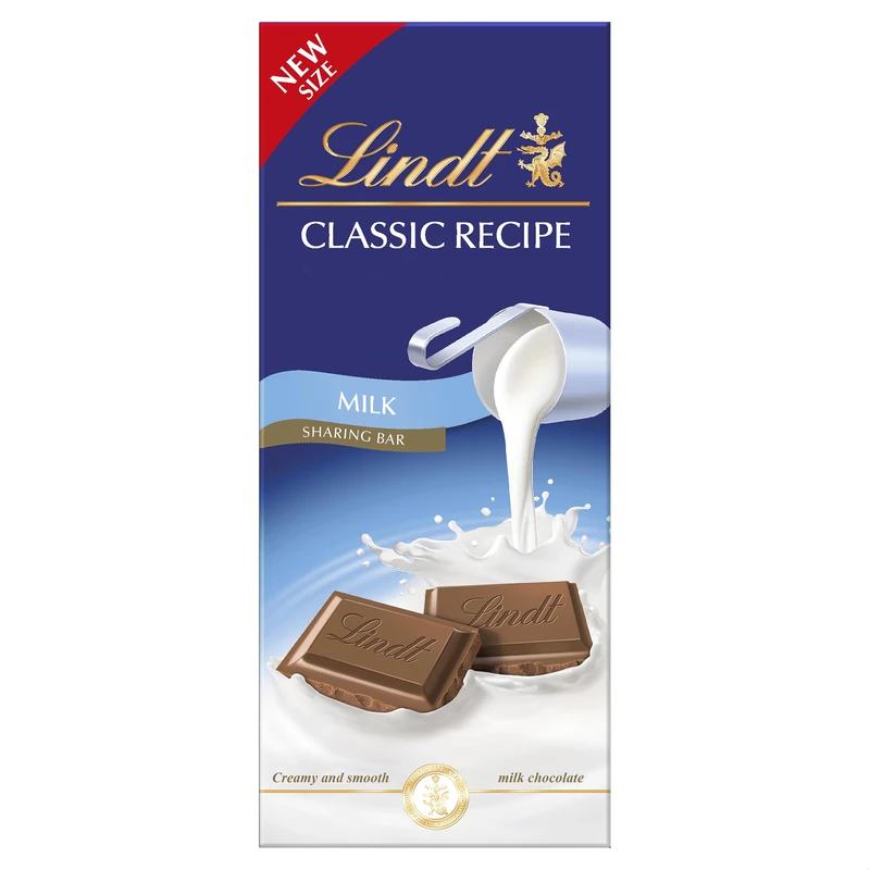 Lindt Classic Recipe Milk Chocolate Bars - 190g (Pack of 9)