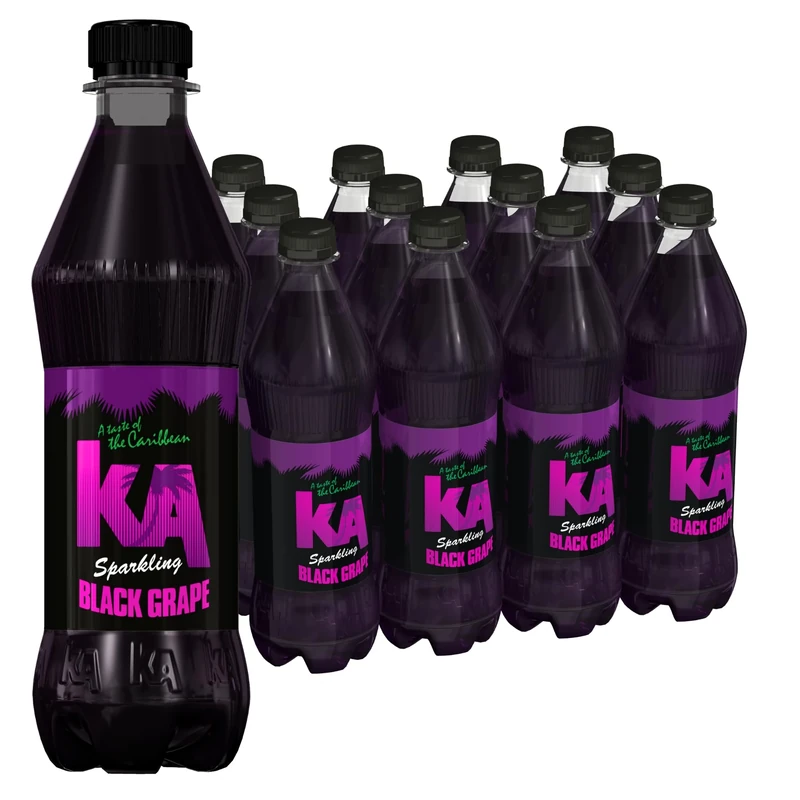 KA Caribbean Black Grape Fizzy Drinks - Traditional & Authentic Caribbean Jamaican Style Sparkling Drink - Soft Drinks Multipack - Black Grape Soda Drinks Bulk Pack - 12 x 500ml Bottles (Pack of 9)