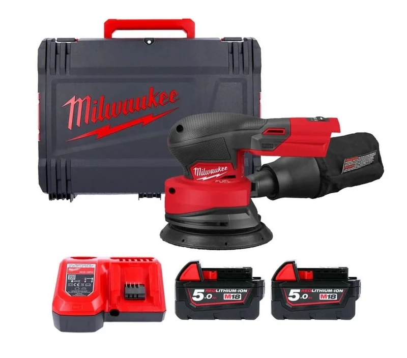 Milwaukee M12FROS5-502X Random Orbit Sander 2-12v-5Ah REDLITHIUM Batteries 150mm