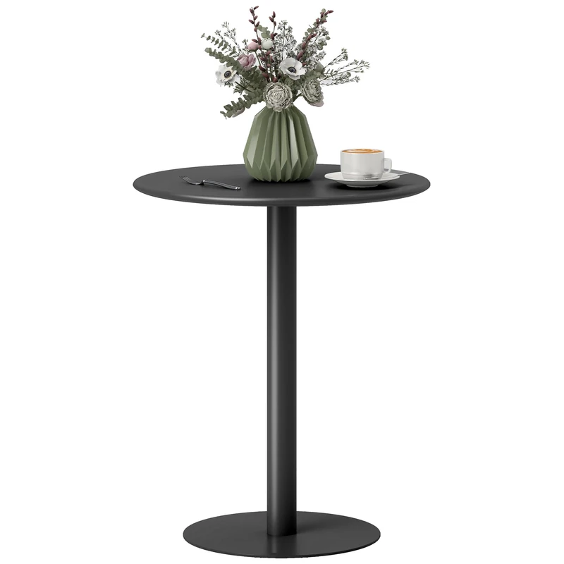 HOMCOM Dining Table, 2 Seater Round Kitchen Table with Steel Base for Living Room, Dining Room, Space Saving, 60 x 60 x 72cm, Black