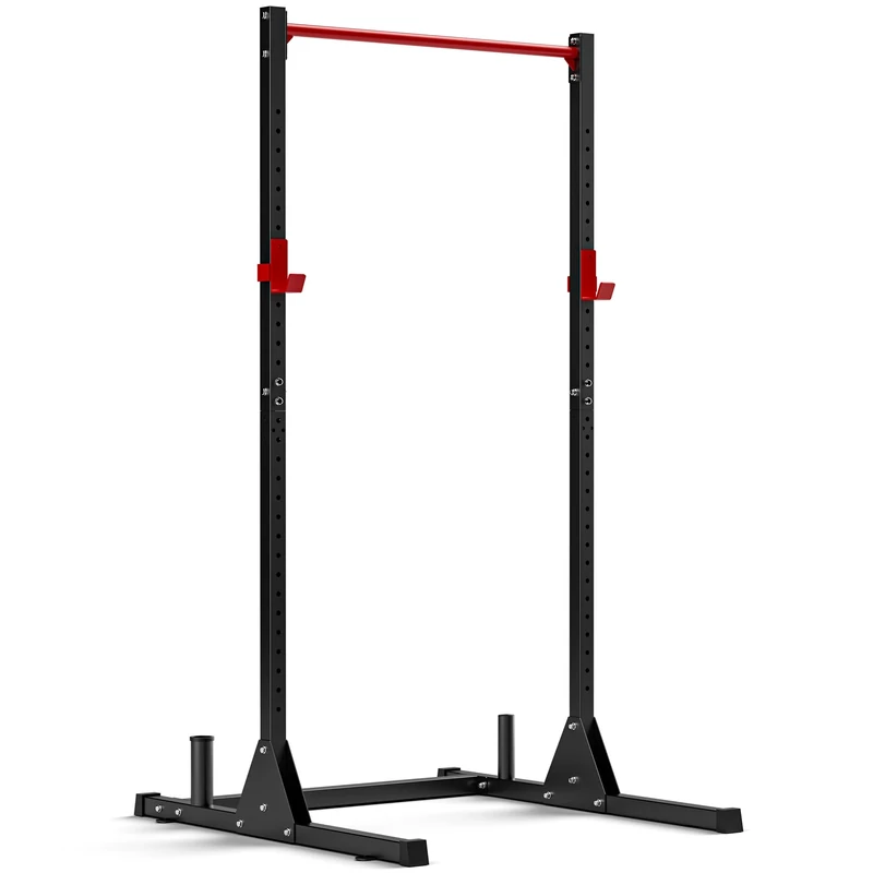 Ultrasport Squat Rack with Pull Up Bar, Power Rack Home Gym, Power Cage with adjustable J-Hooks, Barbell and Weight Plate Holder, 200 KG Weight Capacity