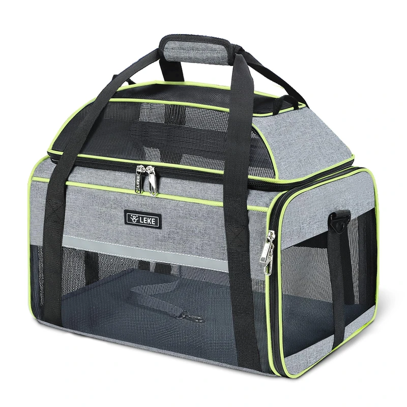 Lekereise Top-Expandable Pet Carrier 18x11x11Inch Delta American United Airline Approved Soft Sided Underseat to 15lbs Travel Carriers for Small Dogs Cats with Locking Safety Zippers Anti-Scratch Mesh