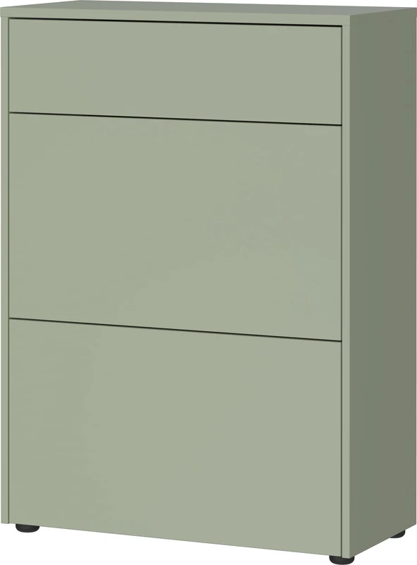 Germania Shoe Cabinet 1933-629 GW-Binetto, in Taupe Green/Oak-repro, with push-to-open function, 70 x 99 x 34 cm (WxHxD)