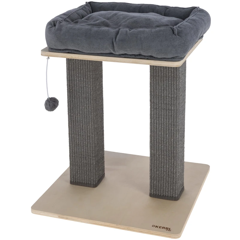 Kerbl Pet Noah I Cat Scratching Post for All Ages, Sisal Column, Padded Bed 50 x 50 x 64 cm, Modern Cat Tree Design, Base Plate, Birch Wood, Washable - Image 1