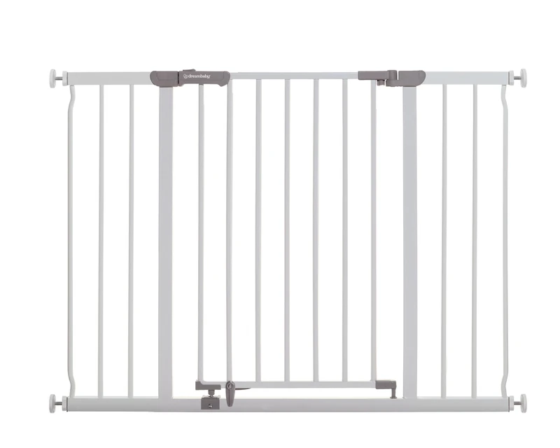Dreambaby Ava Extra Wide Hallway Baby Gate, Fits Openings 99cm to 105.5cm, 75cm Tall- Ideal for Wider Doorways and Hallways - White