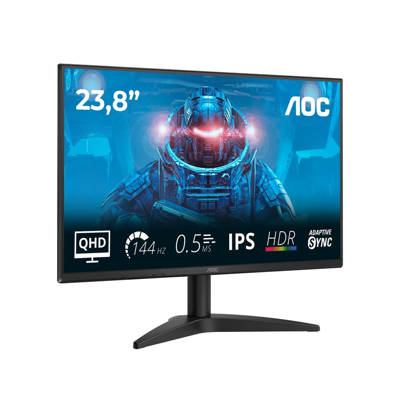 AOC Q24B36X 23.8 inch WQHD Monitor 144Hz, IPS Panel, 0.5ms MPRT, Adaptive Sync, HDR10, (2560x1440 HDMI 1x 2.0 DP 1.4) Black