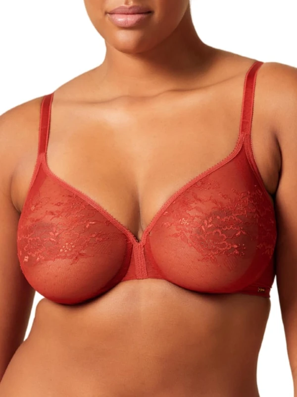 Gossard Glossies Lace Sheer Moulded Bra Paprika 38B