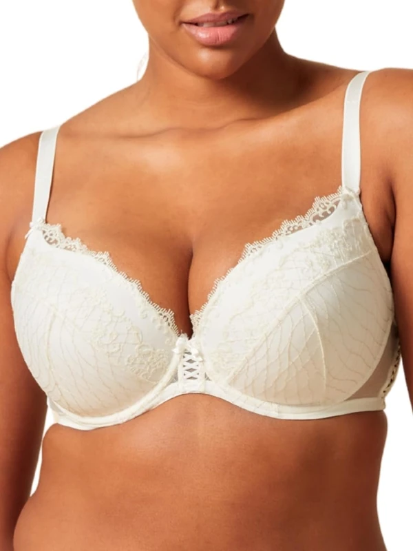 Gossard Lacage Padded Plunge Bra Pale Ivory 36D - Image 1