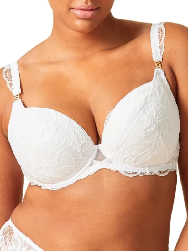 Gossard Lace Soiree Padded Plunge Bra White 34G
