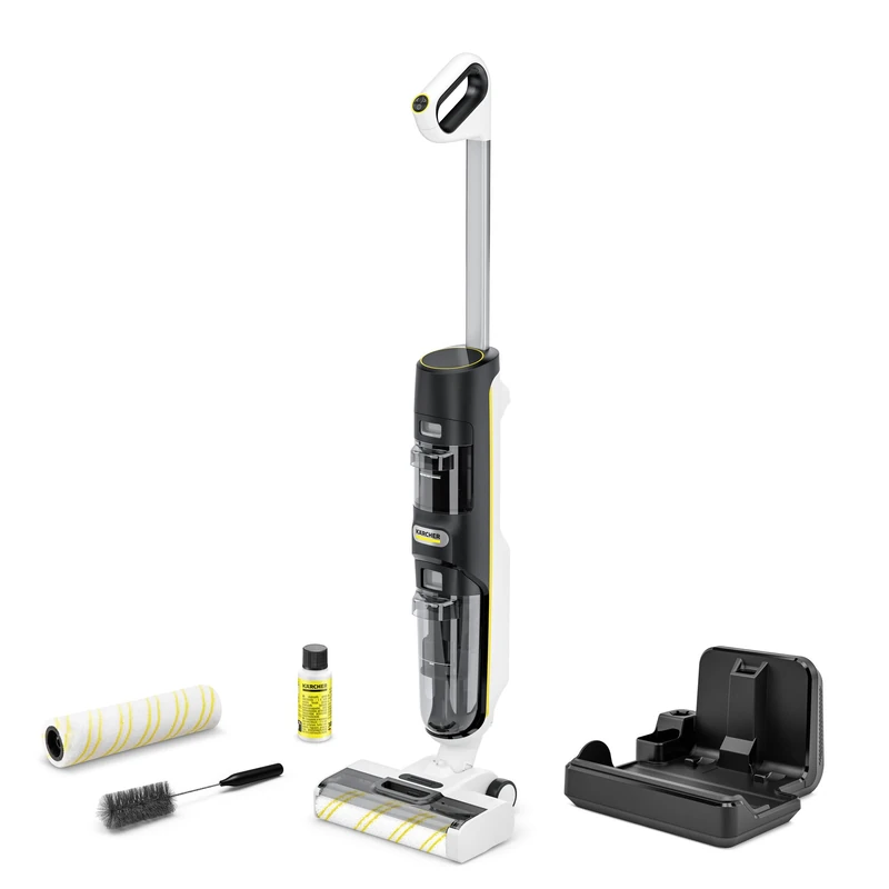 Kärcher FCV 4 Dry Extra, wireless vacuum mop with 4 cleaning modes, battery life: approx. 45 minutes, surface capacity per battery charge: approx. 200 m², cleaning, charging and drying station - Image 1
