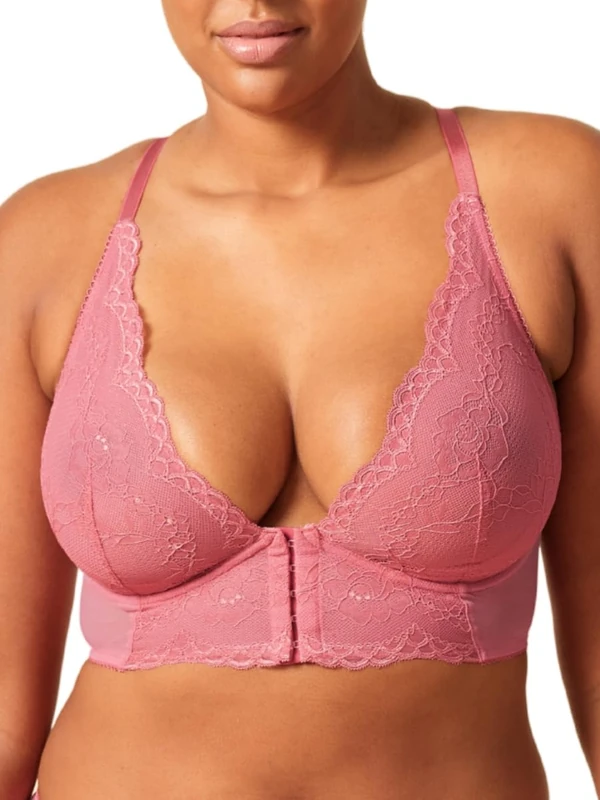 Gossard Superboost Lace Deep v Bralet Mauve Pink 38B - Image 1