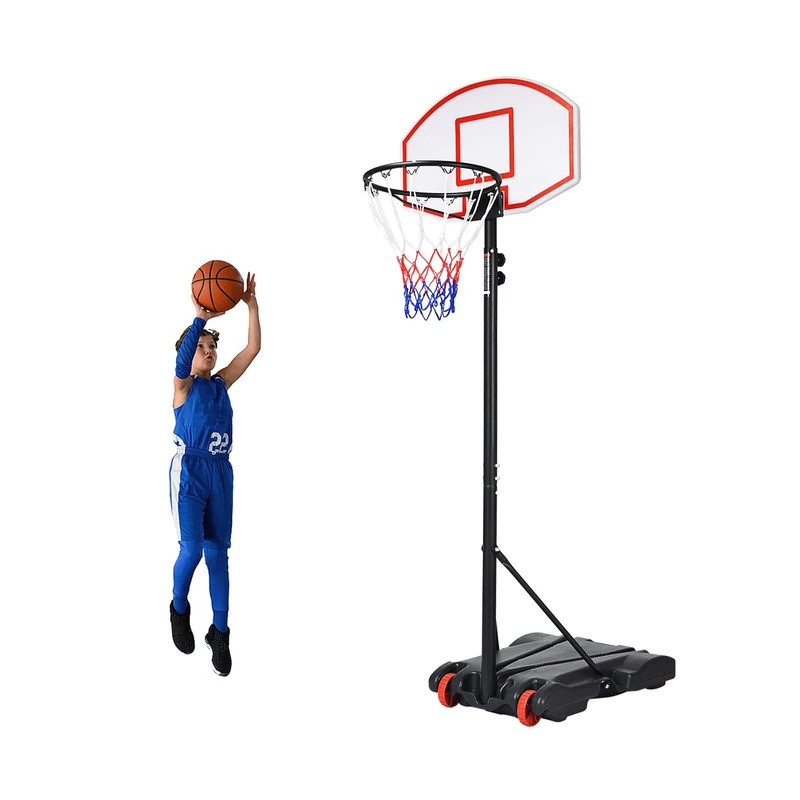 FANTASK Basketball Stand, Basketball Hoop with Stand & 2 Wheels, 178-208 cm Height Adjustable, Basketball System, Baketball Hoop, Basket System for Children, Teenagers
