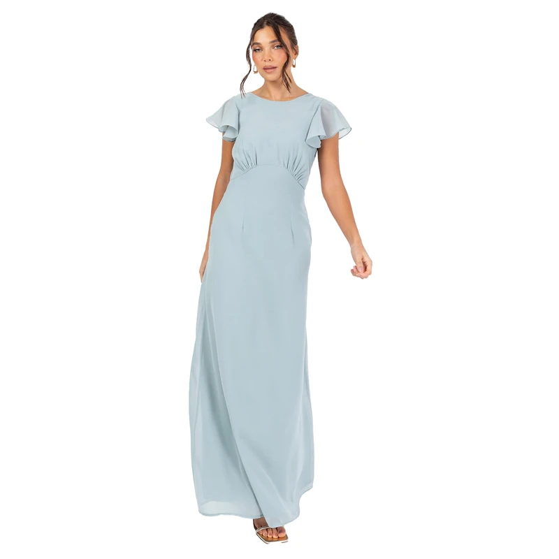 Anaya with Love Women's Flutter Sleeve Maxi Dress Elegant V-Neck Bridesmaid Gown Formal Wedding Guest Evening Cloud Blue 10 - Image 1