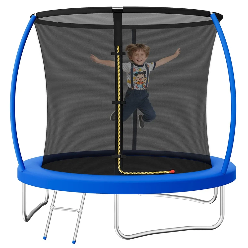 JUMMICO 6/8/10/12ft Outdoor Trampoline with Safety Enclosure Net - Complete Outdoor Garden Trampoline for Kids & Adults Spring Tool Home Fitness Family Play Equipment