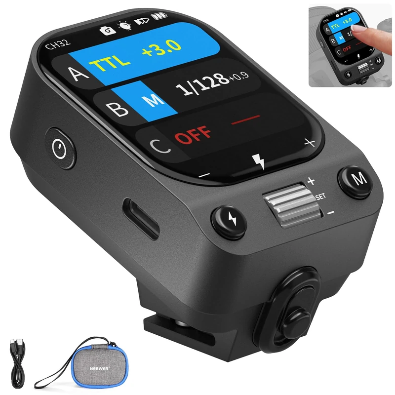 NEEWER QZ-N 2.4G TTL Wireless Flash Trigger Compatible with Nikon Z9 Z8 Z6II Z7II Z5 Z50 D850 D3500 D7500 Cameras, Touchscreen Flash Transmitter, 1/8000s HSS, 1000mAh Battery/CM Switch