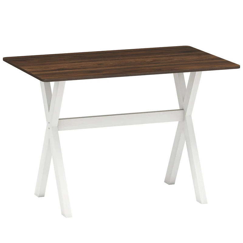 GiantexUK 110 x 71cm Dining Table, 4 Seater Rectangular Kitchen Table with Wood Grain Texture Tabletop & X-shaped Rubber Wood Legs, Wooden Dinner Tables for Dining Living Room Restaurant (Walnut)