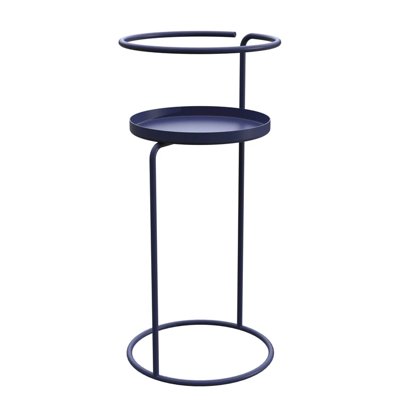 Louis Moulin Cylindra Design Round Plant Stand and Sofa End - Blue Epoxy Metal - H 55 x Ø 23 cm - Indoor/Outdoor - Made in France - Image 1