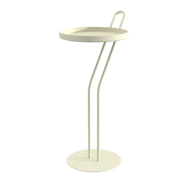Louis Moulin Angula Design Fifth Seat - Plant Support and Sofa End - Beige Epoxy Metal - H 52 x Ø 23 cm - Indoor/Outdoor - Made in France - Image 1