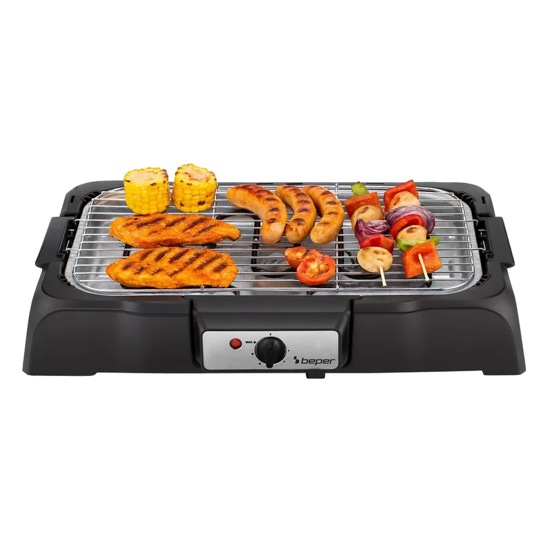 BEPER P101BBQ001 2000W Electric Barbecue, XXL 41.5x24cm Grill, Smoke-Free Cooking, Dual Grill Positions, Removable Parts, Adjustable Thermostat - Image 1