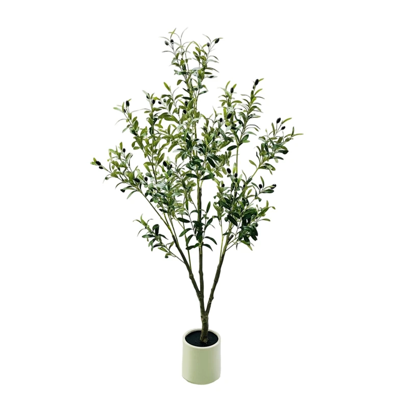 Artificial Olive Tree 150 cm Artificial Plant Plants Large Olive Tree Artificial in White Pot with Realistic Leaves and Fruits Artificial Tree Like Real for Living Room Bedroom Office Decoration - Image 1
