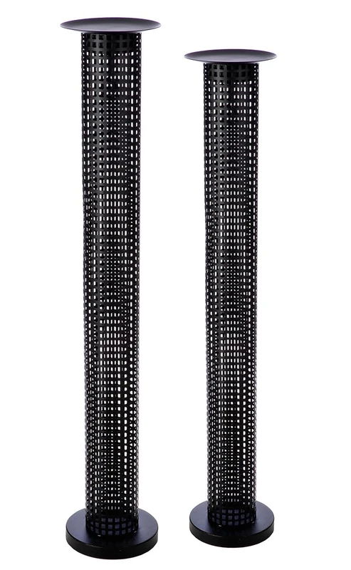 Casablanca Retino Candle Holder - Metal - Black - Matt - Cylindrical - Height 102 cm x Diameter 15 cm - Pillar Candle Holder