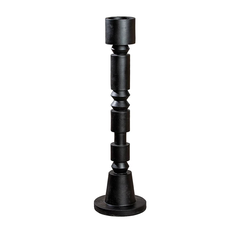 Casablanca Phillip Candle Holder Made of Resin – Black – Height 74 cm x Width 24 cm – Pillar Candle Holder