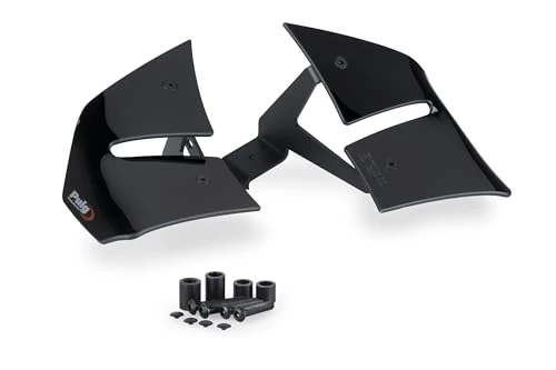 Puig 22416N D12 aerodynamic dual-wing winglets designed to enhance stability, downforce and control in sporty riding with easy installation, Black
