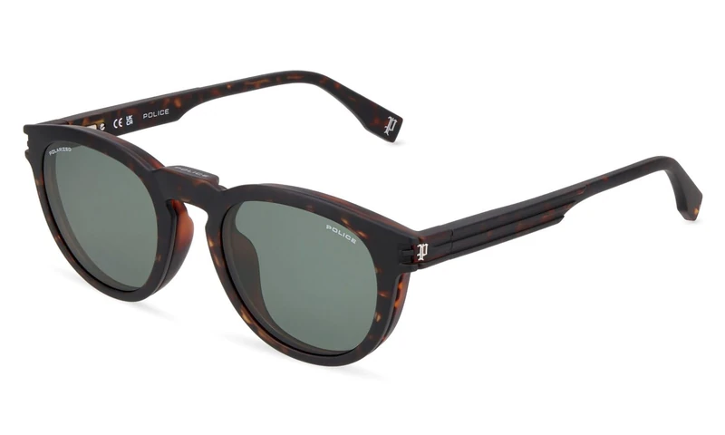 Police, eyeglasses (UPLU54), color: MATT DARK HAVANA (GREY/GREEN), 49/21/150, (Male) - Image 1