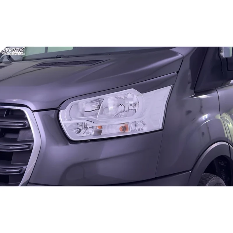 RDX Head light spoilers compatible with Ford Transit (silver Halogen headlights) 2014- (ABS)