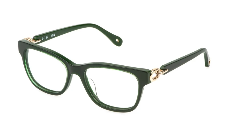 Tous, glasses (VTOD35), color: SHINY GREEN/TRANSP.GREEN, 53/17/140, (Female) - Image 1