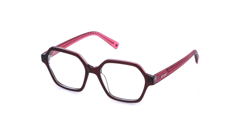 Sting, eyeglasses (VSJ756), color: SHINY BORDEAUX TOP+ROSE+CRYSTAL, 50/16/135, (Junior)