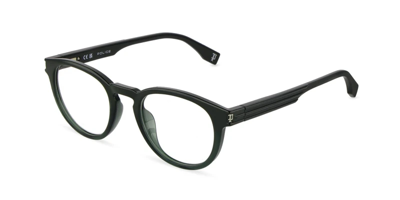 Police, glasses (VPLU54), color: SHINY TRANSP.GREEN W/GRAD. FULL GREEN, 49/21/150, (Male)