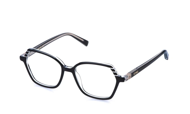 Sting, eyeglasses (VSJ760), color: SHINY BLACK TOP+CRYSTAL, 49/15/130, (Junior)