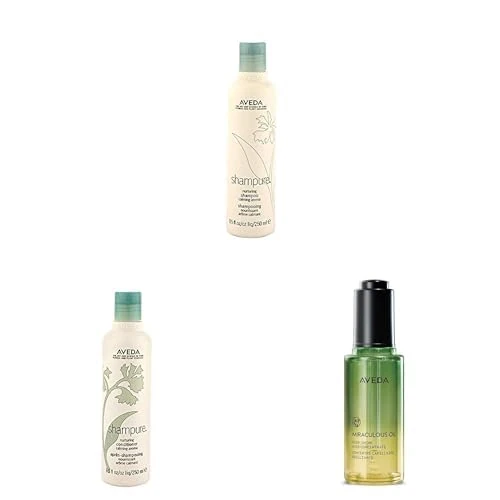 Bundle of Shampure Nurturing Shampoo + Shampure Nurturing Conditioner + Miraculous Oil High-Shine Hair Concentrate, Adds Shine, Up to 24 Hours of Frizz Protection,* Heat Protection, Vegan, 50ml