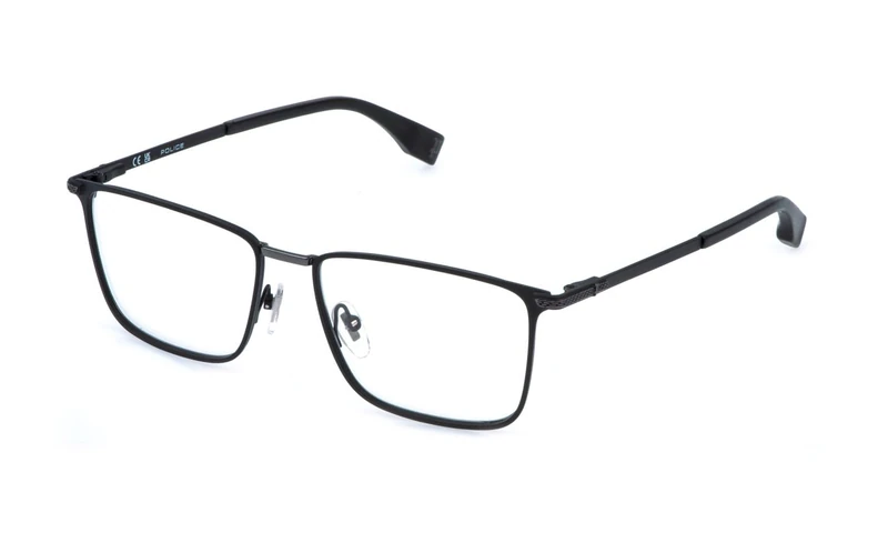 Police, eyeglasses (VPLR64), color: SEMI MATT BLACK W/SHINY GUN PARTS, 54/17/145, (Male)