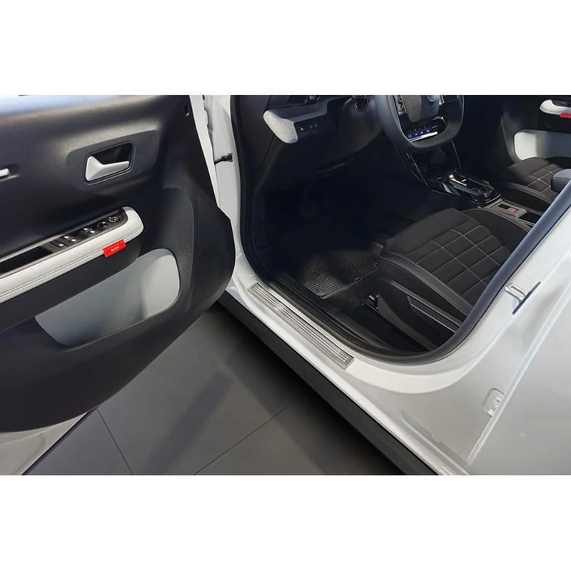 Avisa Inox door sill protectors compatible with Citroën C3 IV 2024- - 'Lines' - 4-pieces