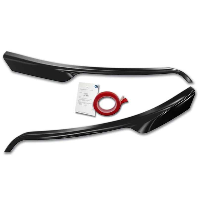 RDX Head light spoilers compatible with Ford Transit (silver Halogen headlights) 2014- (ABS Gloss Black)