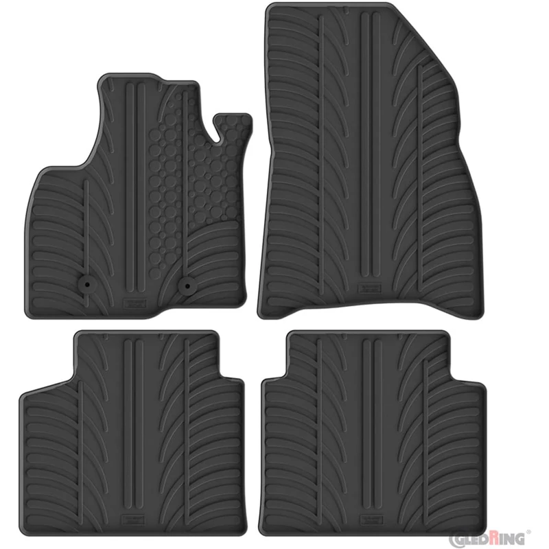 Gledring Set of Rubber Mats Compatible with Dacia Bigster 4x4 (Petrol) 2024- (T Profile 4-Piece + Mounting Clips)