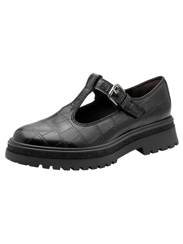 Tamaris Women's Flat Loafers, Black (Black Croco), 37