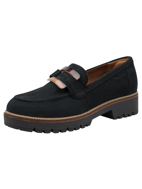 Tamaris Women's Leather Loafers - Blue, Size 3.5 UK