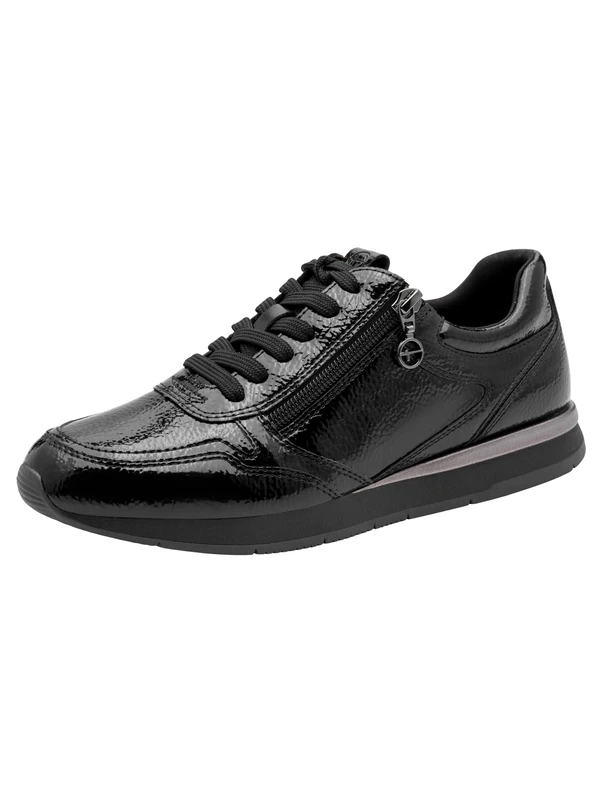 Tamaris Women's Low Flat Trainers, Black (Black Patent), 42