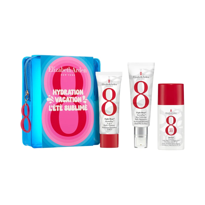 Elizabeth Arden - Eight Hour Hydration Vacation 3-Piece Gift Set, Skin Perfecting Moisturiser, 2-in-1 Cleanser, Daily Defense Nourishing Fluid SPF 40, Purifies, Hydrates and Protects - Image 1