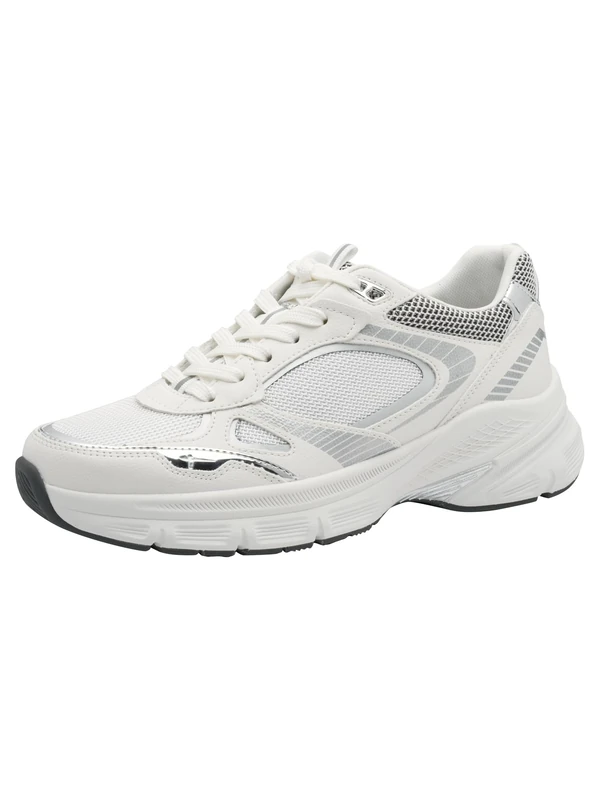 Tamaris Women's Low Flat Trainers, White (White/Silver), 37