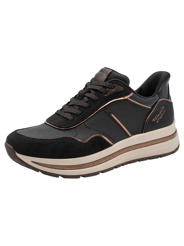 Tamaris Women's Low Flat Trainers, Black (Black Comb), 41