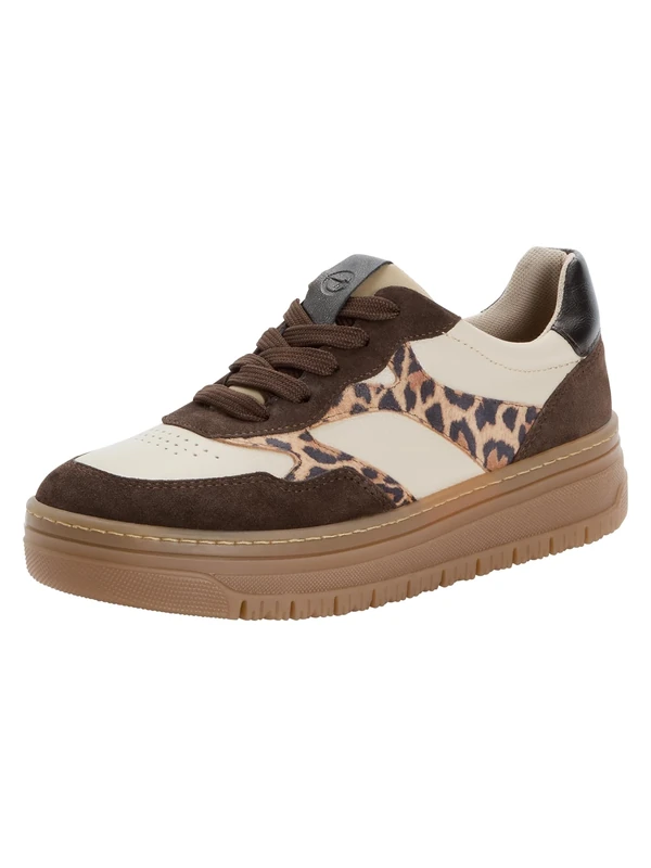 Tamaris Women's Low Flat Trainers, Brown (Mocha/Leopard), 37